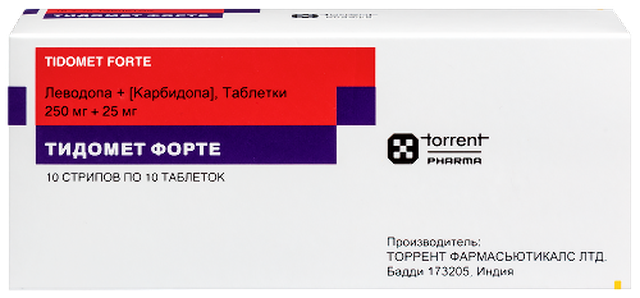 Тидомет форте таблетки 250мг+25мг №100