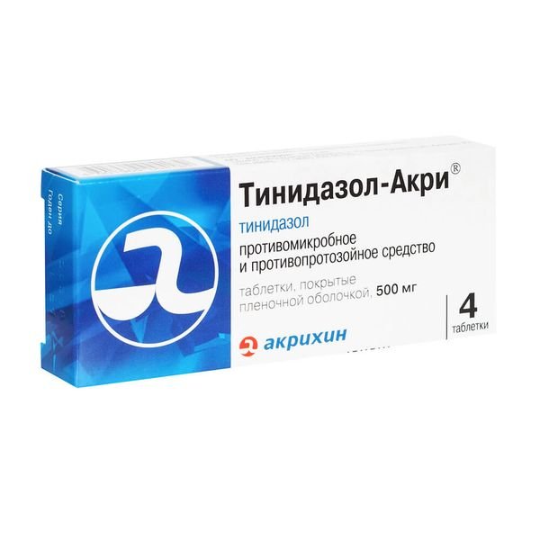Тинидазол-Акри таблетки п/п/о 500мг №4