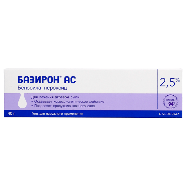 Базирон АС гель для наружного применения 2,5% 40г