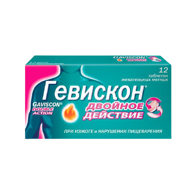 Гевискон Двойное Действие таблетки жев Мята №12