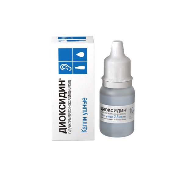 Диоксидин капли ушные 2,5мг/мл 10мл фл/кап