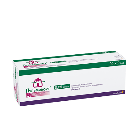Пульмикорт сусп д/инг дозир 0,25мг/мл 2мл №20