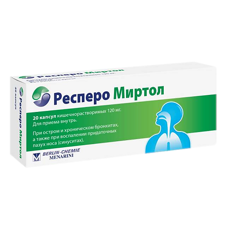Респеро Миртол капсулы кишечнораствор, 120мг №20 блист пач карт 10*2