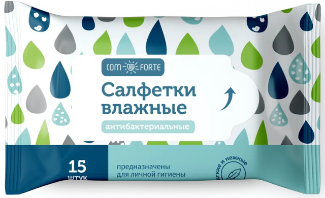 Салфетки влажные КомФорт антибактериальные №15