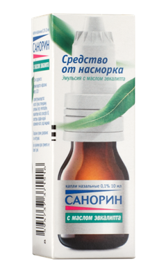Санорин с маслом эвкалипта капли назальные 0,1% 10мл №1 фл
