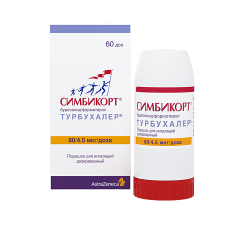 Симбикорт Турбухалер порошок д/инг дозир 80мкг+4,5мкг/доза 60д