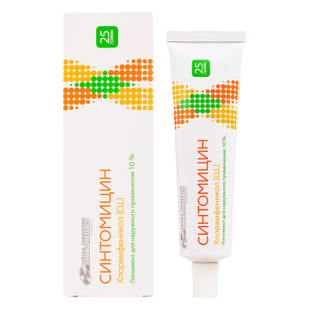 Синтомицин линимент д/нар прим 10% 25г