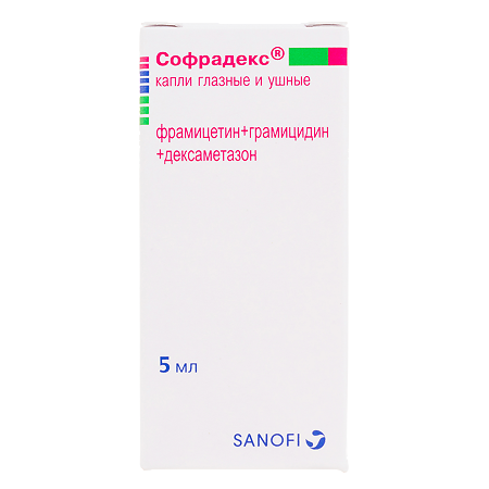 Софрадекс капли глазные/ушн 5мл